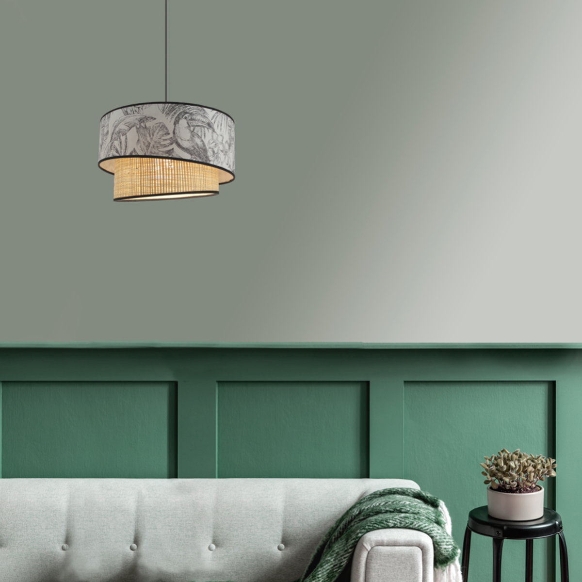 Suspension Jungle leaf Noir et blanc