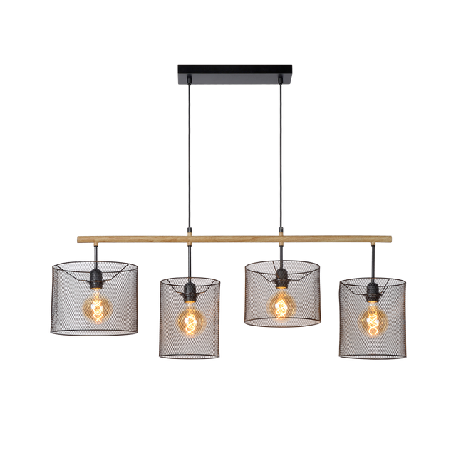 Suspension BASKETT coloris noir et bois clair 35 x 107 cm