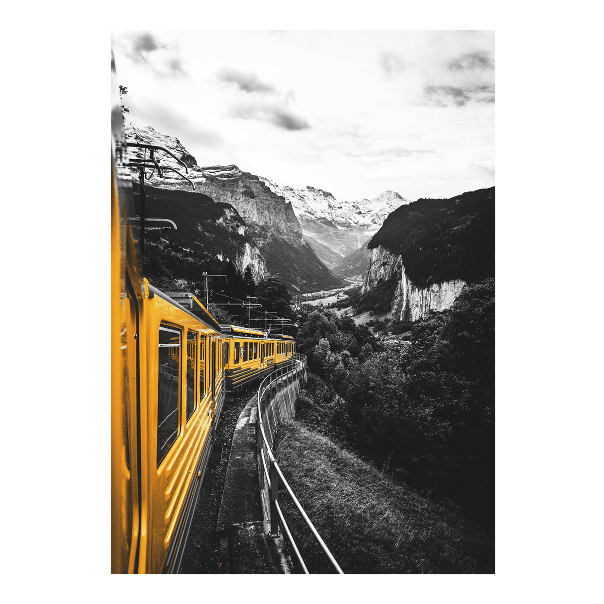 Tableau en verre Yellow train Noir et jaune