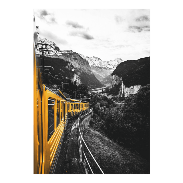Tableau en verre YELLOW TRAIN coloris noir et jaune