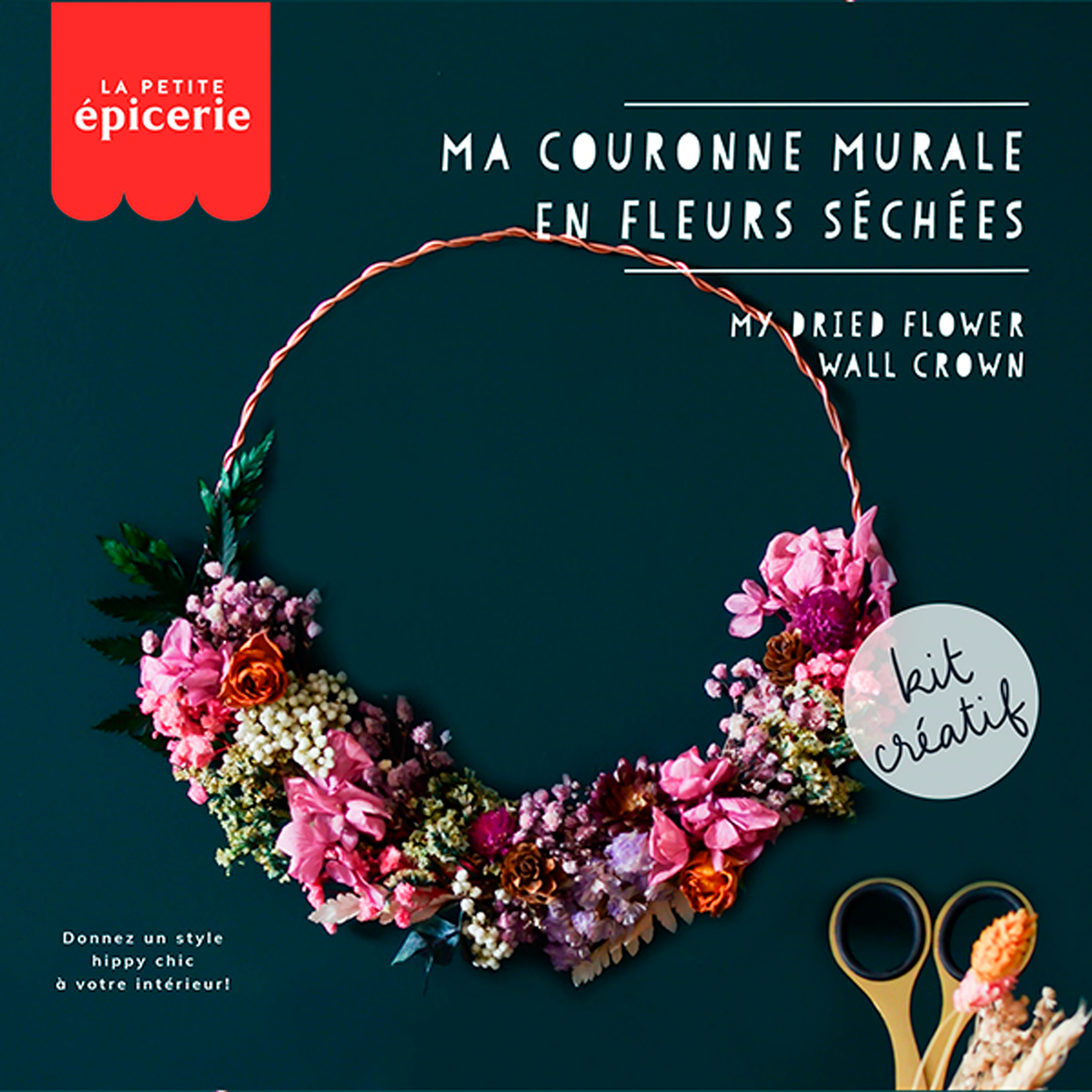 LA PETITE ÉPICERIE Kit Ma couronne de fleurs sechees Multicolore