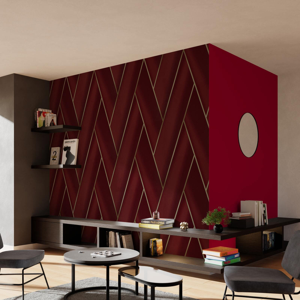 Papier peint intissé Piazza Lie de vin