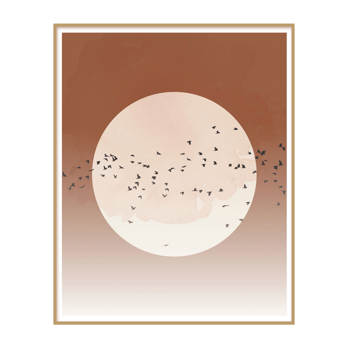 4MURS Tableau Soleil oiseaux Brun