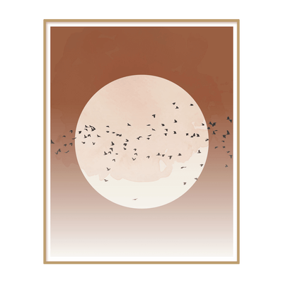 4MURS Tableau Soleil oiseaux Brun