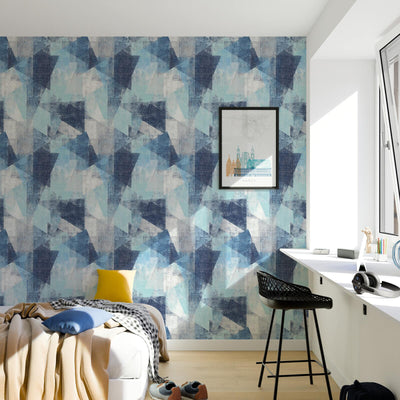 Papier peint intissé Benson Bleu jeans