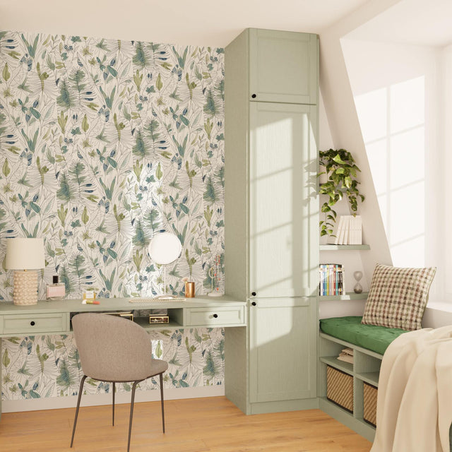 Papier peint intissé FLAVIGNY coloris céladon