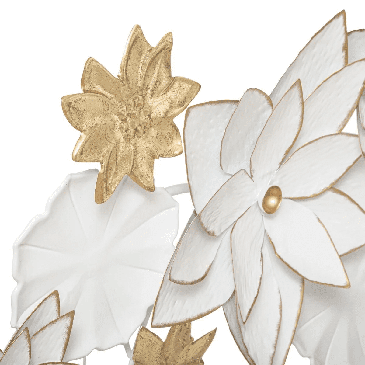 Déco murale métal Folk Blanc et or