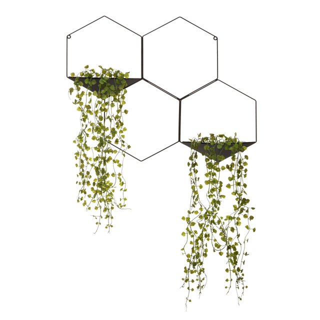 Déco murale métal HEXA coloris noir