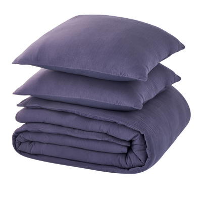 Parure de lit en gaze de coton Anokias Bleu marine