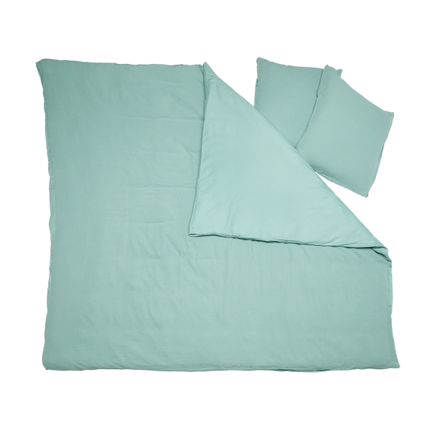 Parure de lit en gaze de coton ANOKIAS amande 240 x 220 cm