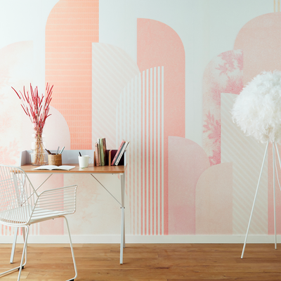 4MURS Papier peint panoramique XL Ysaline Rose poudré Mat