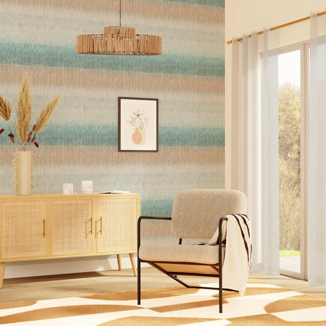 Papier peint intissé BAI SAO coloris bleu aqua