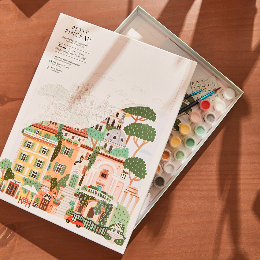 Kit "Rome" de peinture au numéro avec les peintures et les pinceaux