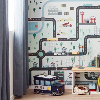 4MURS Papier peint panoramique L Little motors small Multicolore Mat