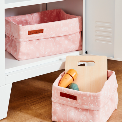 LITTLE DUTCH Panier de rangement Wild flowers pink l Rose clair
