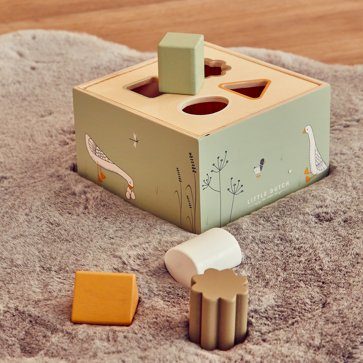 LITTLE DUTCH Jeu d'éveil Boîte à formes little goose Vert menthe