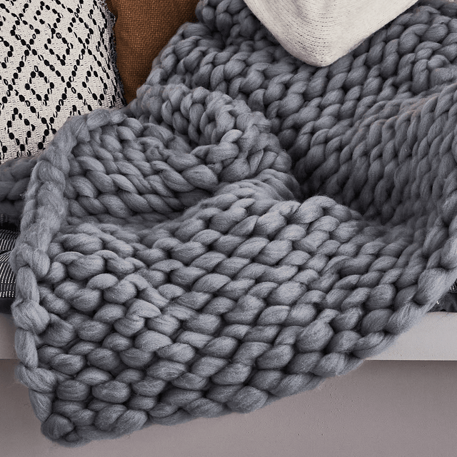 Plaid grosse maille VILMA coloris gris