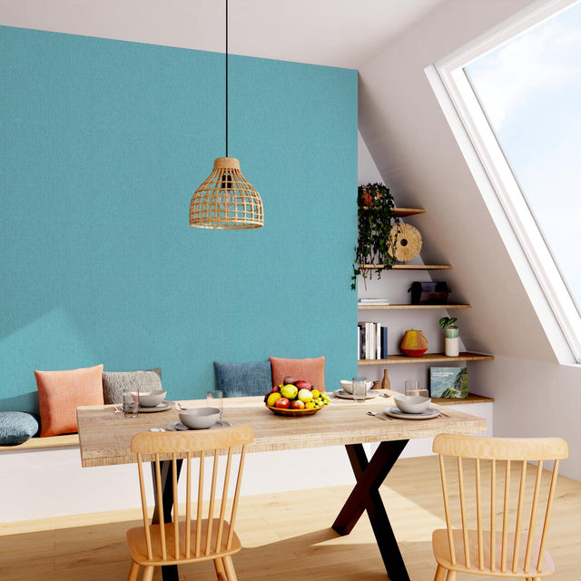 Papier peint intissé CALICO coloris bleu aqua