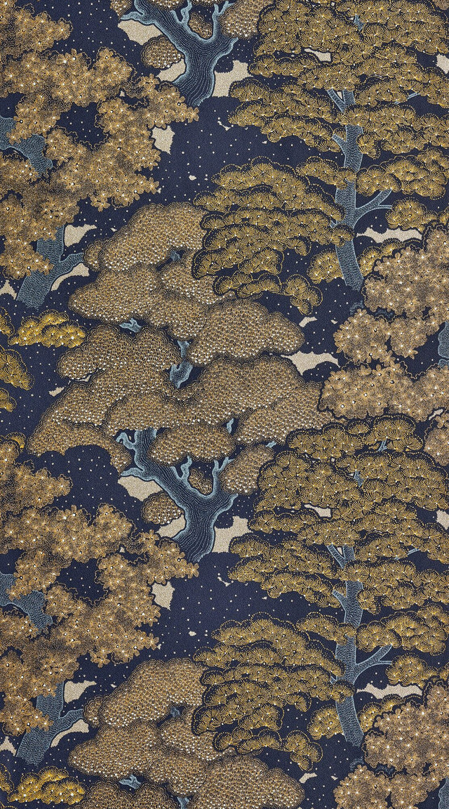 Papier peint intissé AYAKO coloris bleu nuit