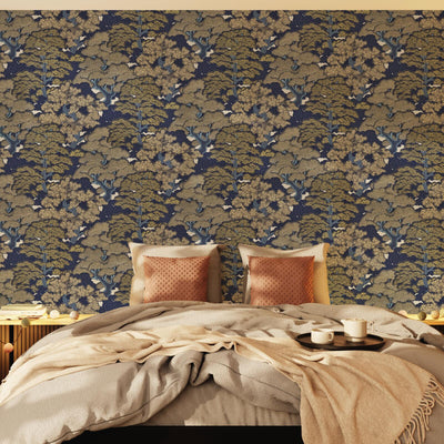 Papier peint intissé Ayako Bleu nuit