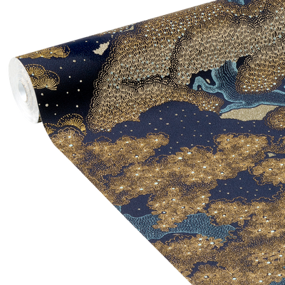 Papier peint intissé Ayako Bleu nuit