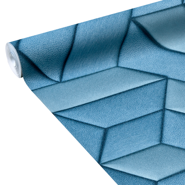 Papier peint intissé PRESTON coloris bleu denim