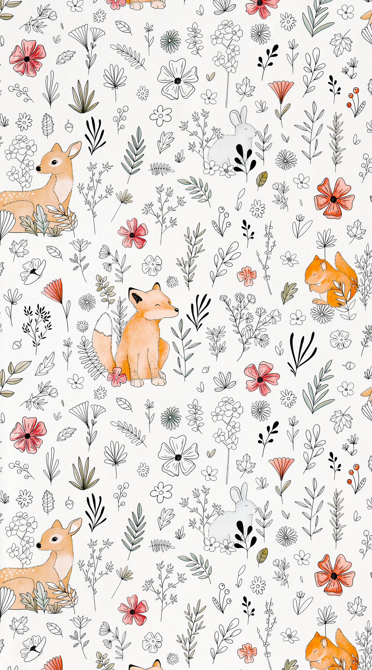 4MURS Papier peint intissé Calm forest Multicolore