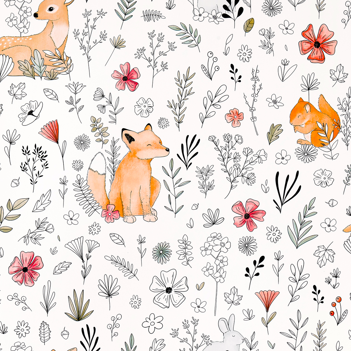 4MURS Papier peint intissé Calm forest Multicolore