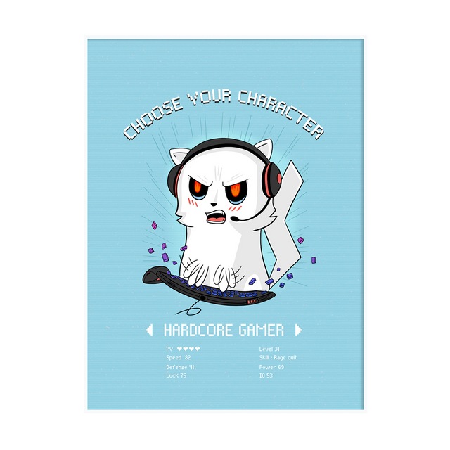 4MURS Tableau HARDCORE GAMER coloris bleu