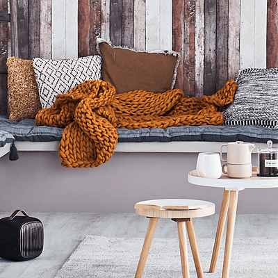 Plaid grosse maille Vilma Jaune moutarde