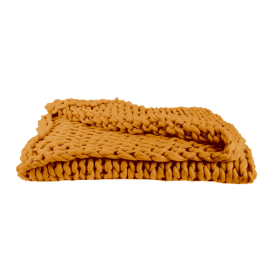 Plaid grosse maille Vilma Jaune moutarde