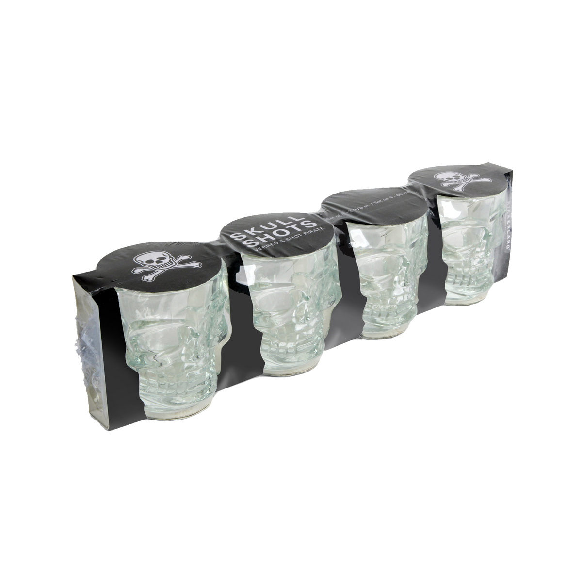 KIKKERLAND Verre Set de 4 verres skull Transparent