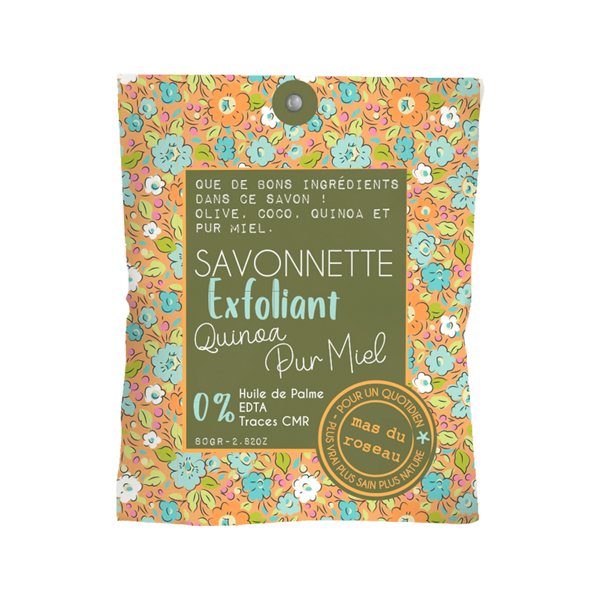 MAS DU ROSEAU Savon Visage exfoliant quinoa pur miel Vert Quinoa pure miel 80G