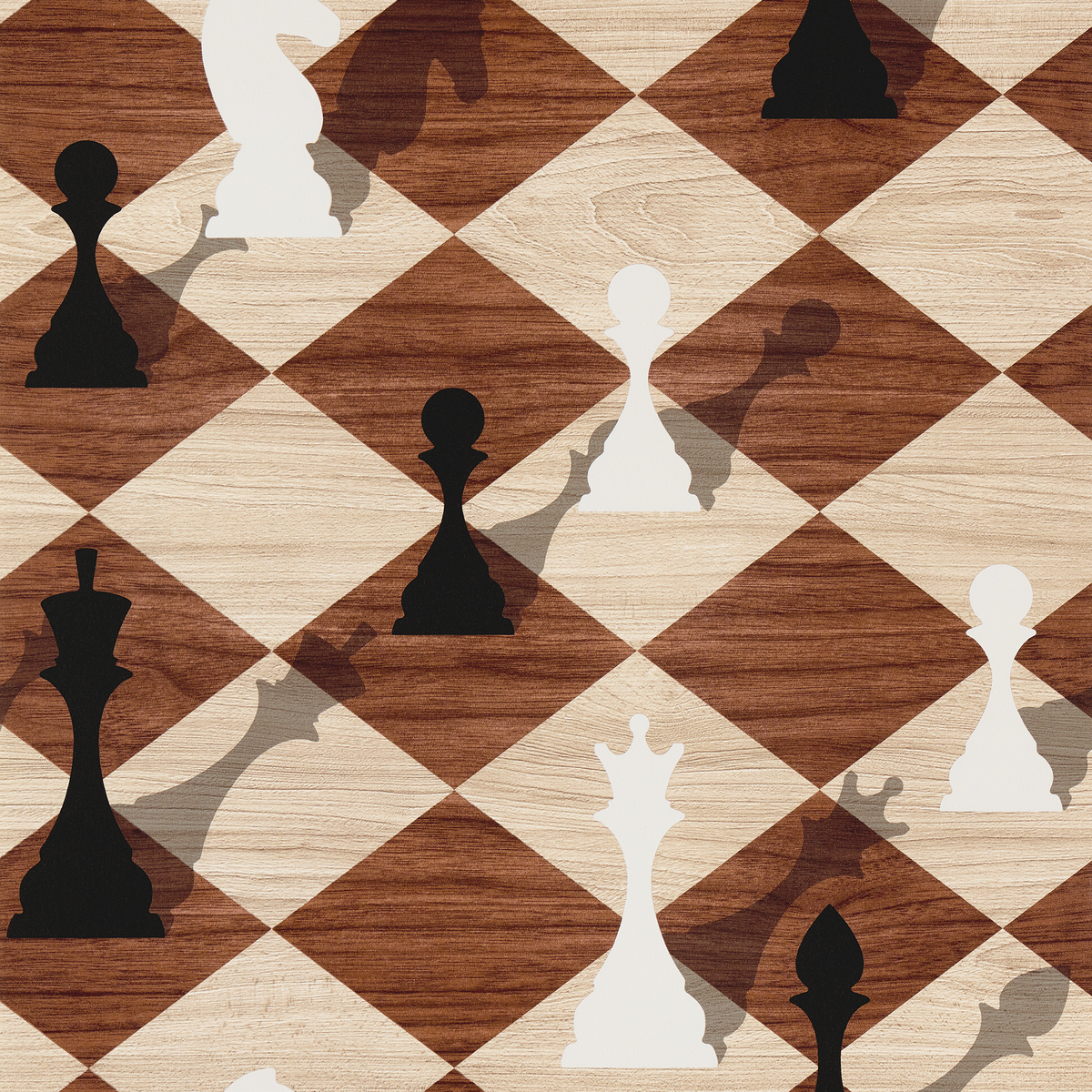 Papier peint intissé Checkmate Bois naturels