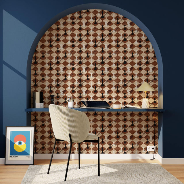 Papier peint intissé CHECKMATE coloris bois naturels