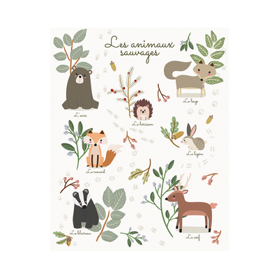 4MURS Tableau Les animaux sauvages Multicolore