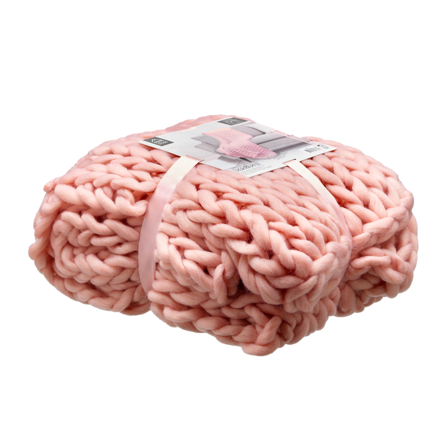 Plaid grosse maille VILMA coloris rose barbapapa