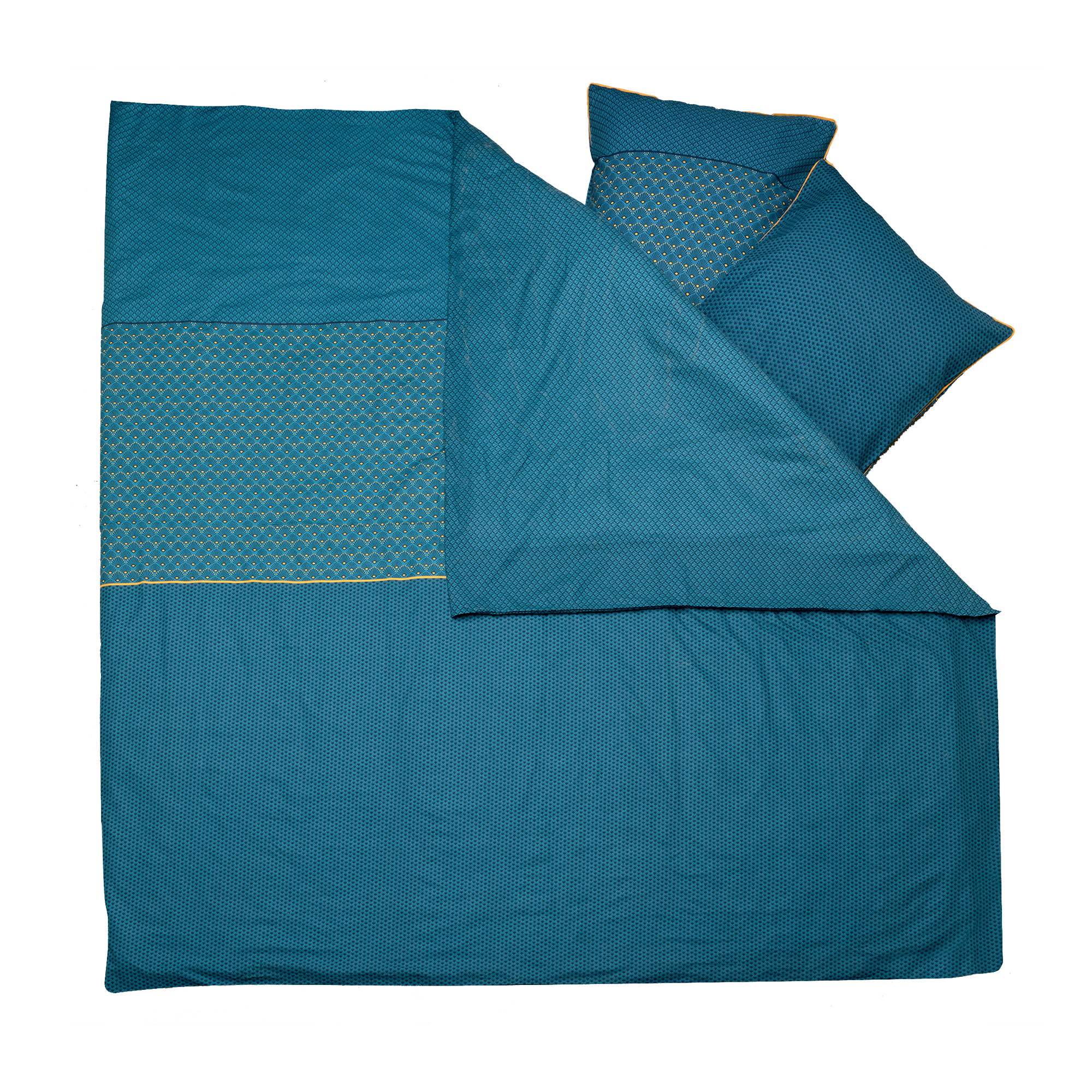 4MURS Parure de lit en toile de coton Bronze Bleu paon