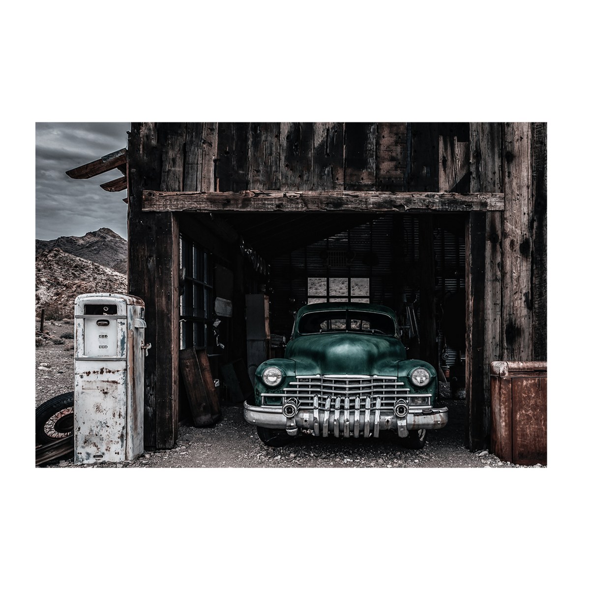 Tableau en verre Green car Gris