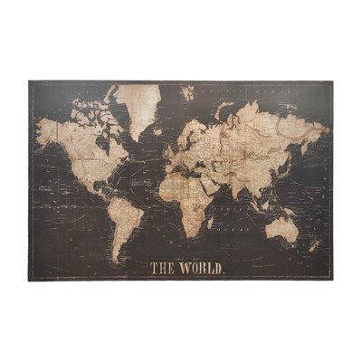 Décoration murale en bois World map Bois et noir