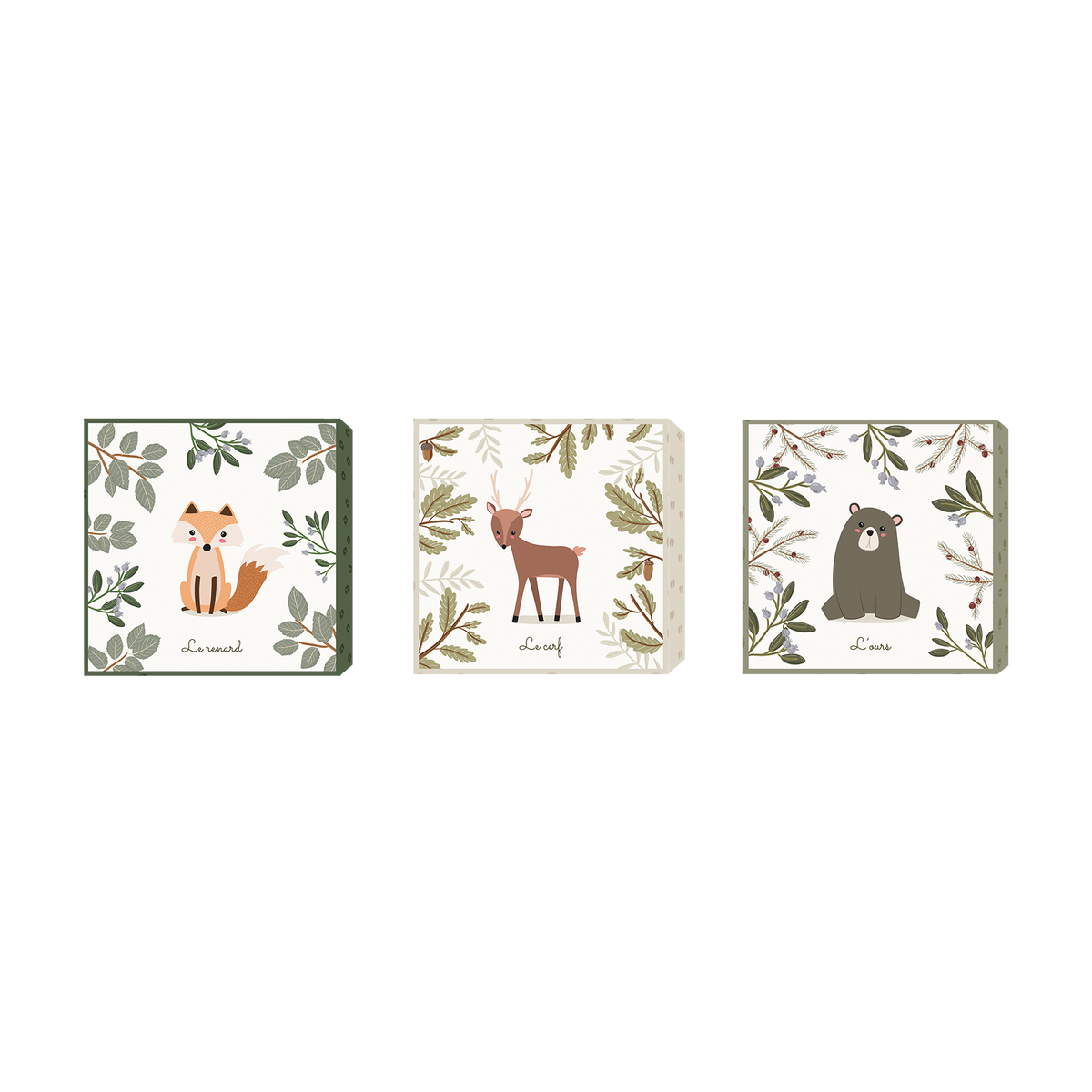 4MURS Triptyque Les animaux sauvages Multicolore