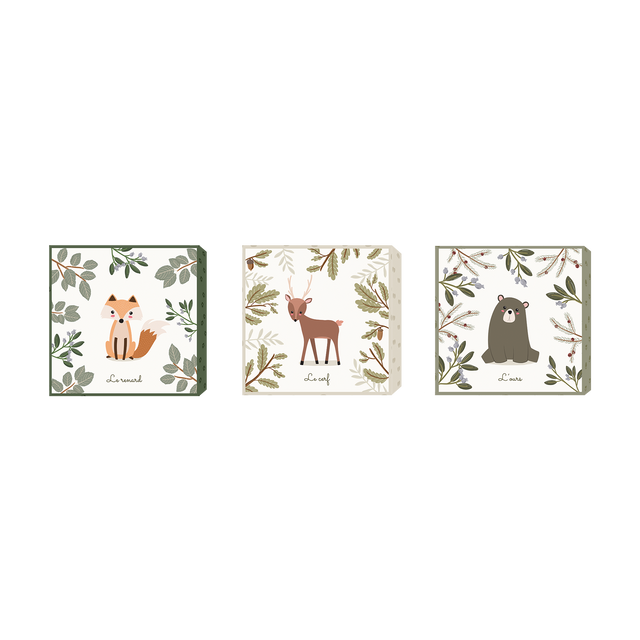 4MURS Triptyque LES ANIMAUX SAUVAGES coloris multicolore