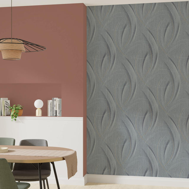 Papier peint intissé FRISSON coloris gris métallisé