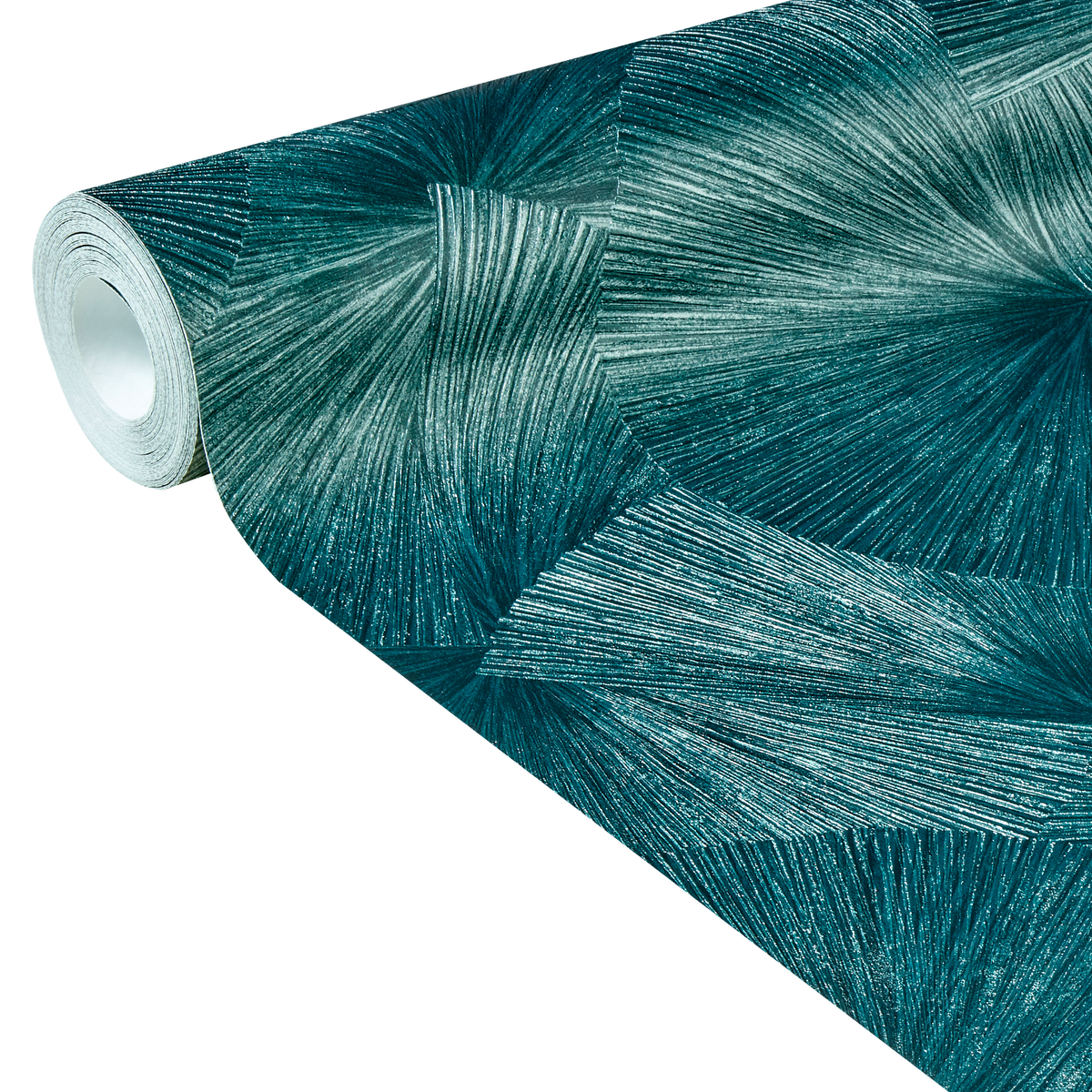 Papier peint intissé Yang Bleu paon