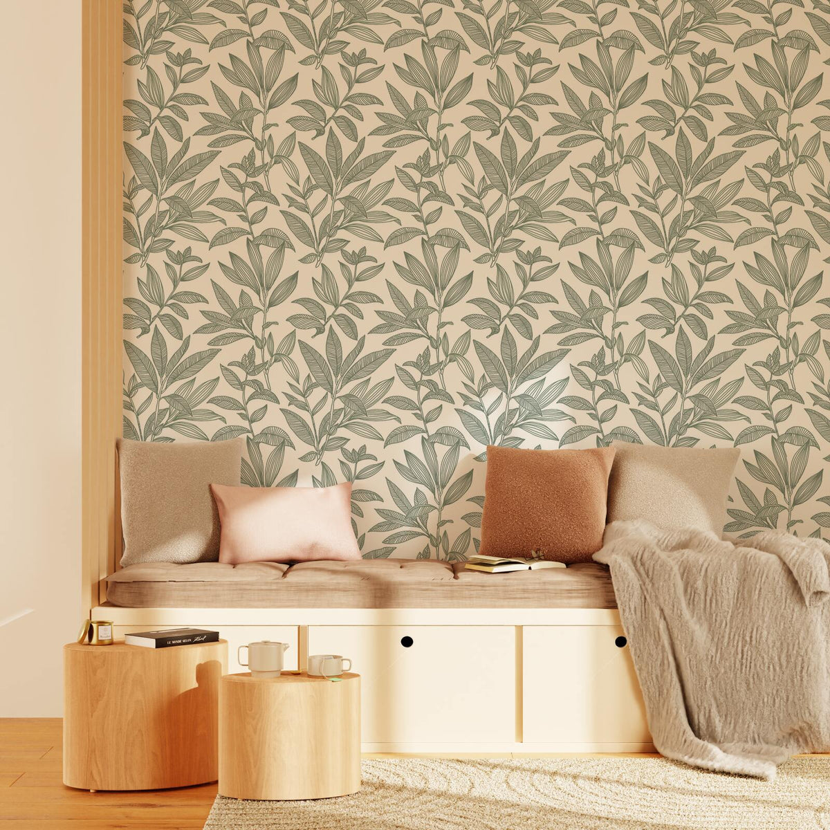 Papier peint intissé Noémie Vert de gris