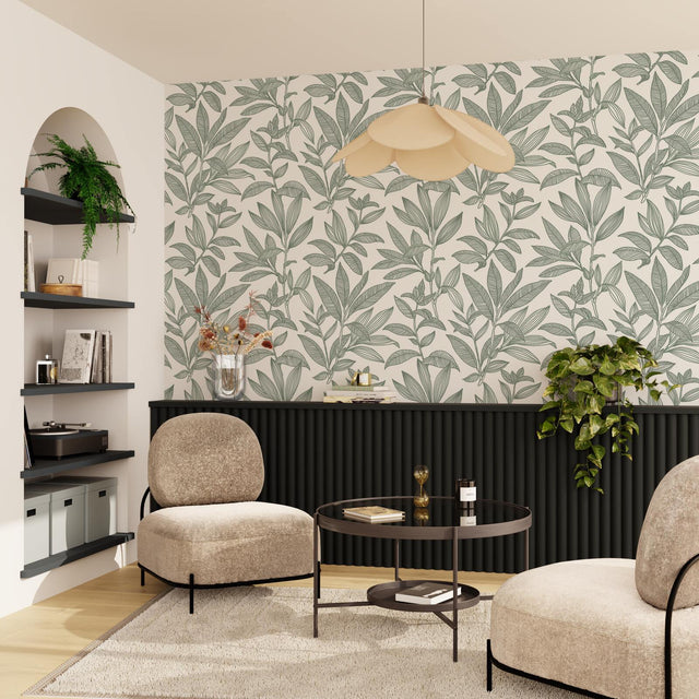 Papier peint intissé NOÉMIE coloris vert de gris