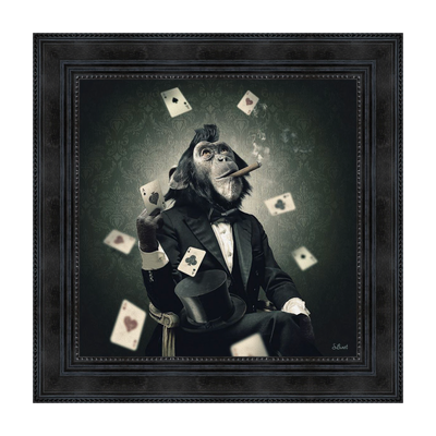 Tableau Binet singe poker Noir