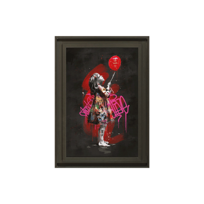 Tableau Romaric la petite fille et le ballon Noir