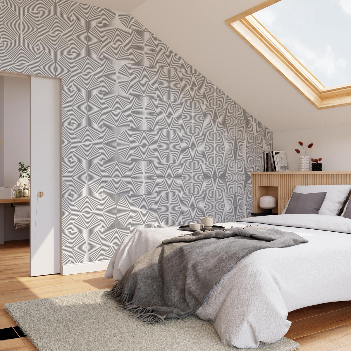 Papier peint intissé Rafaella Blanc nacré