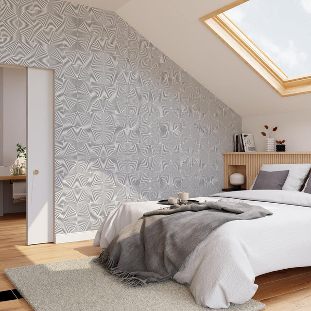 Papier peint intissé RAFAELLA coloris blanc nacre